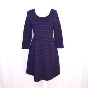 Maeve Brenna Blue and Red Stripe Fit & Flare Dress Modified